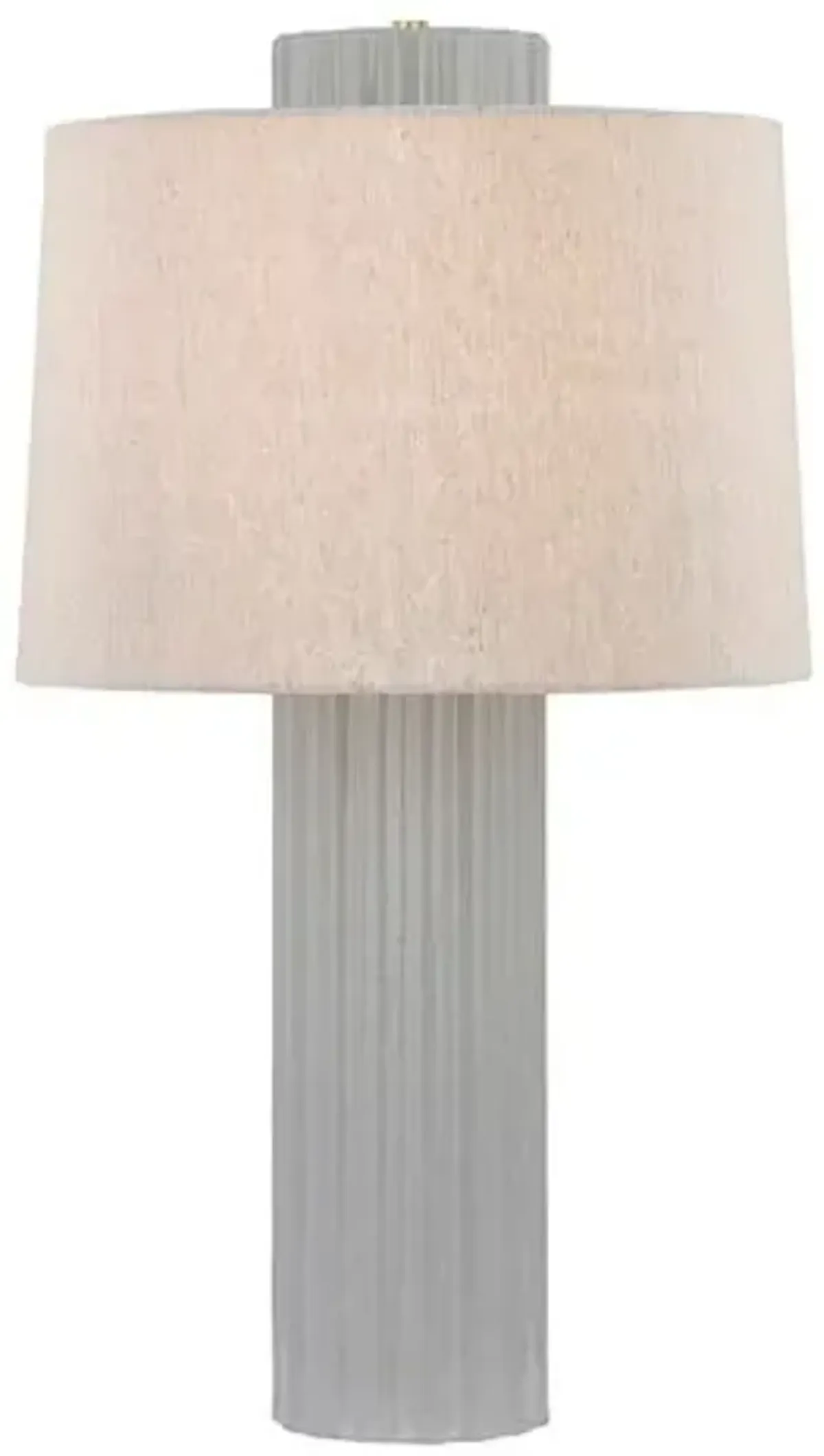 Winry Ceramic Table Lamp - Shell Grey/Natural Linen - Gray
