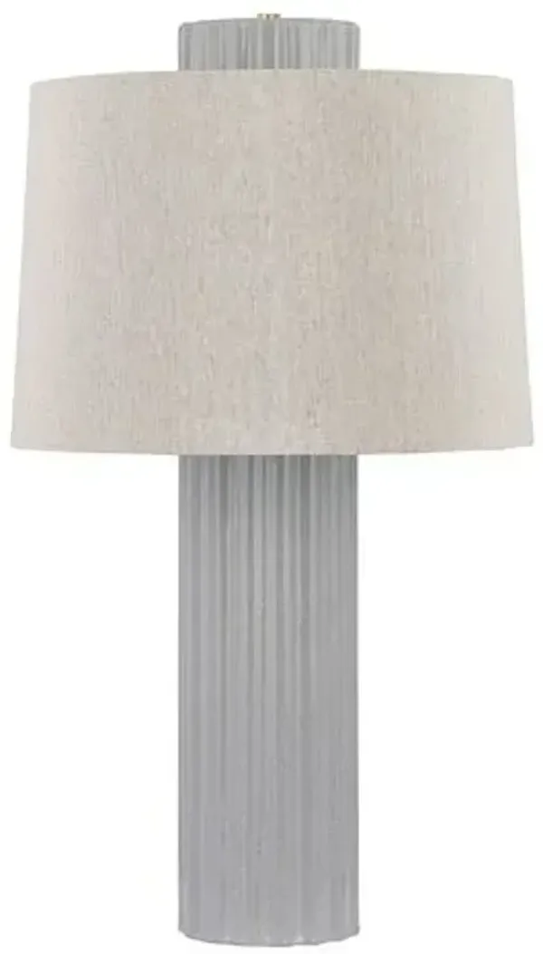 Winry Ceramic Table Lamp - Shell Grey/Natural Linen - Gray