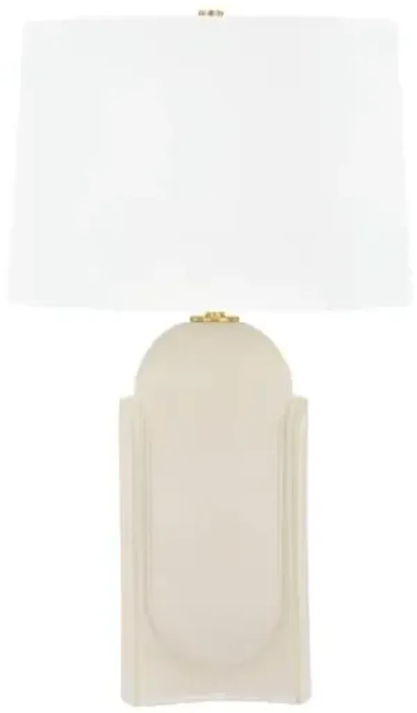 Brontae Cramic Table Lamp - Moonstone Sand/White