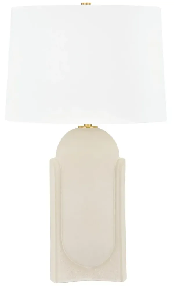 Brontae Cramic Table Lamp - Moonstone Sand/White