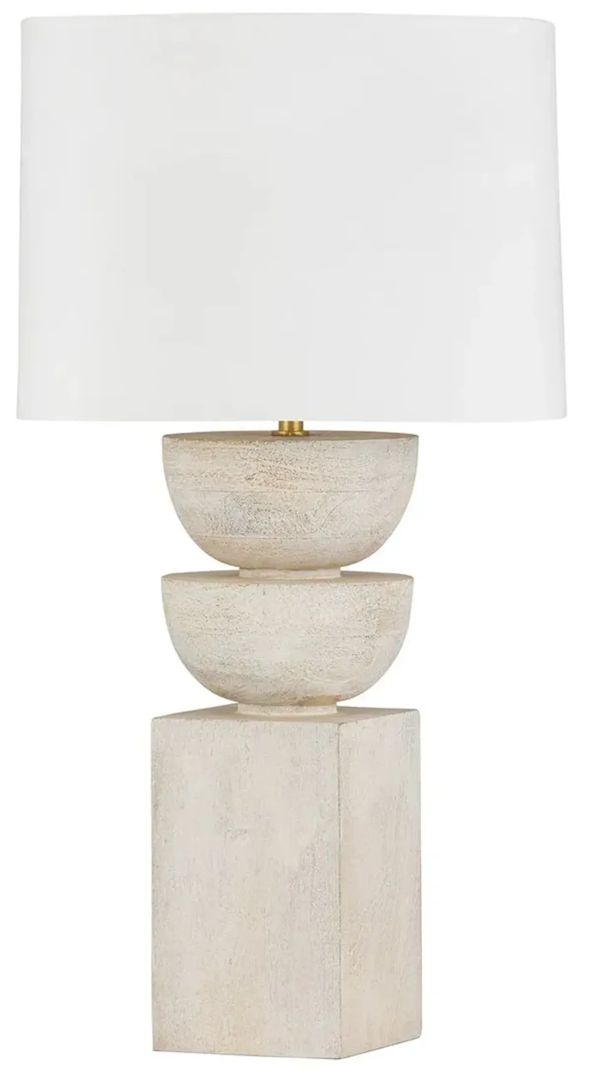 Mirek Wood Table Lamp - Aged Brass/White