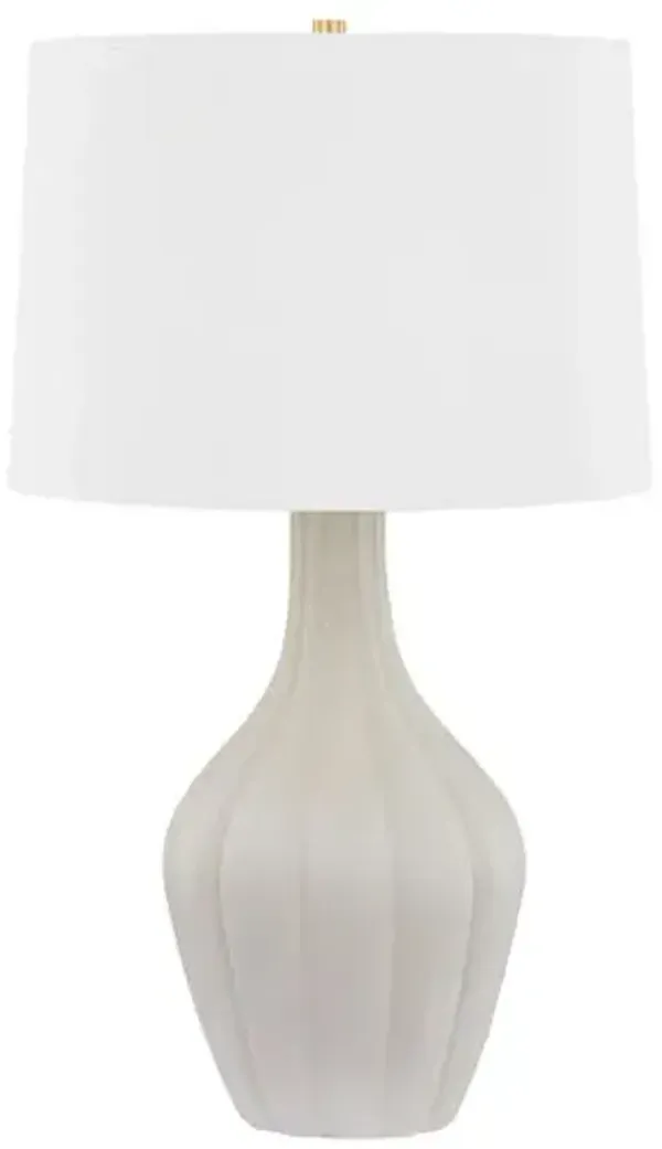 Indigo Ceramic Table Lamp - Misty Morning/White - Handcrafted