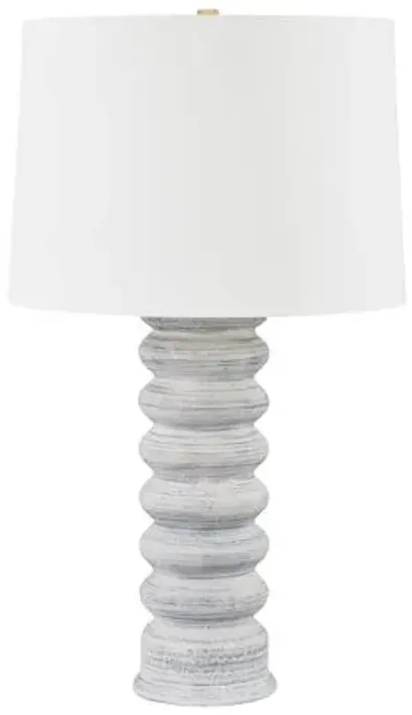 Clove Ceramic Table Lamp - Grey White/White