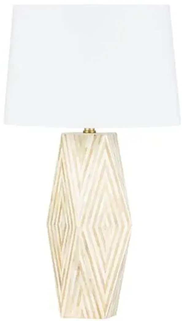 Elion Bone Inlay Table Lamp - Natural/White