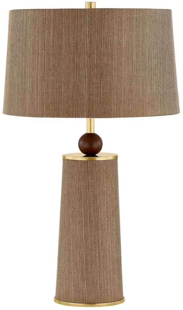 January Table Lamp - Aged Brass/Natural Grasscloth - Mandy Cheng for Mitzi - Brown