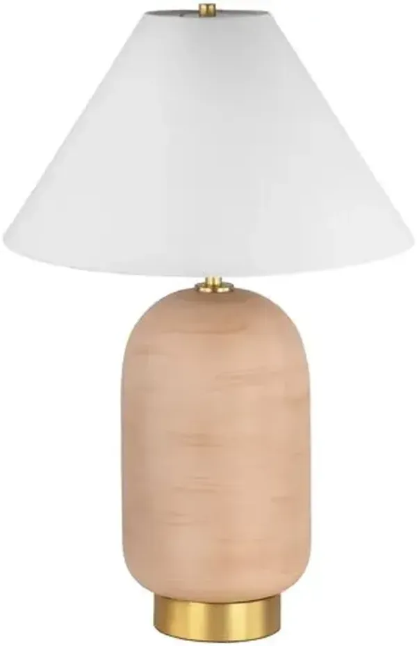 Nyelle Glass Table Lamp - Blush/White Linen
