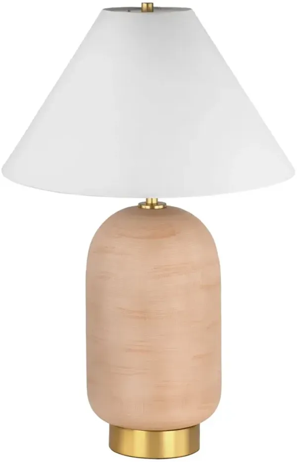 Nyelle Glass Table Lamp - Blush/White Linen
