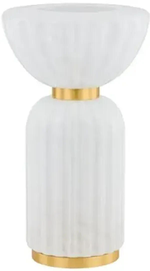 Leor Fluted Table Lamp - Aged Brass/Cloud Glass - Gold