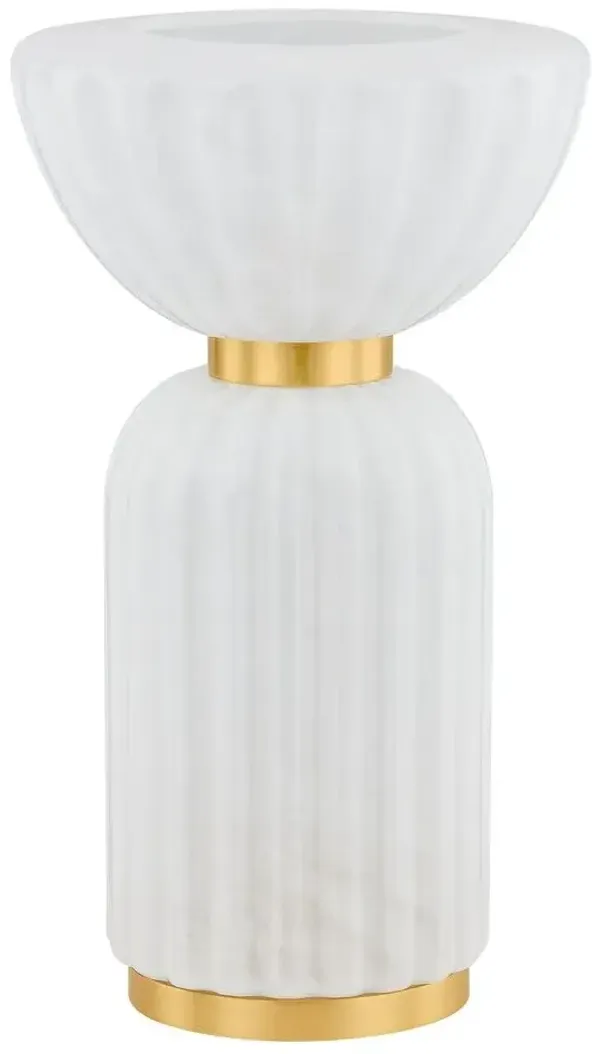 Leor Fluted Table Lamp - Aged Brass/Cloud Glass - Gold