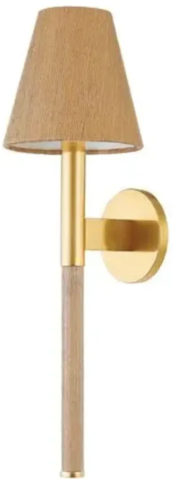 Azrin Wall Sconce - Aged Brass/Natural Grasscloth - Gold