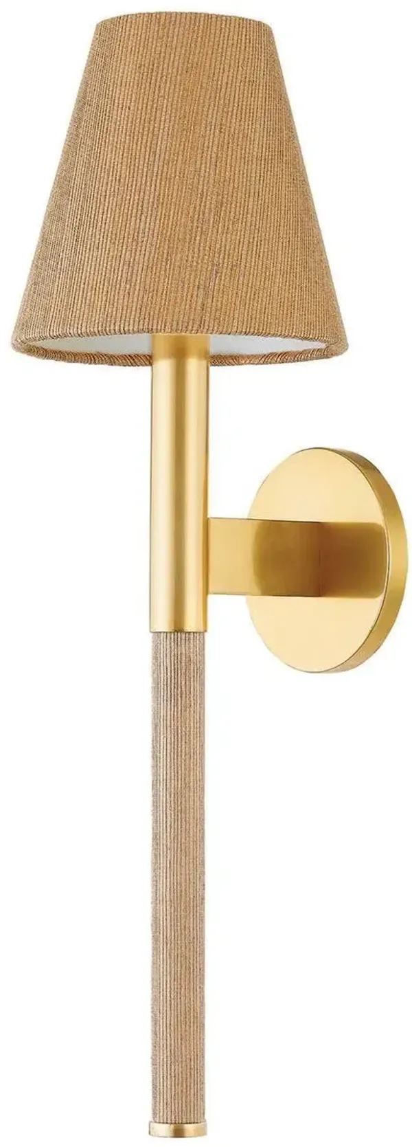 Azrin Wall Sconce - Aged Brass/Natural Grasscloth - Gold