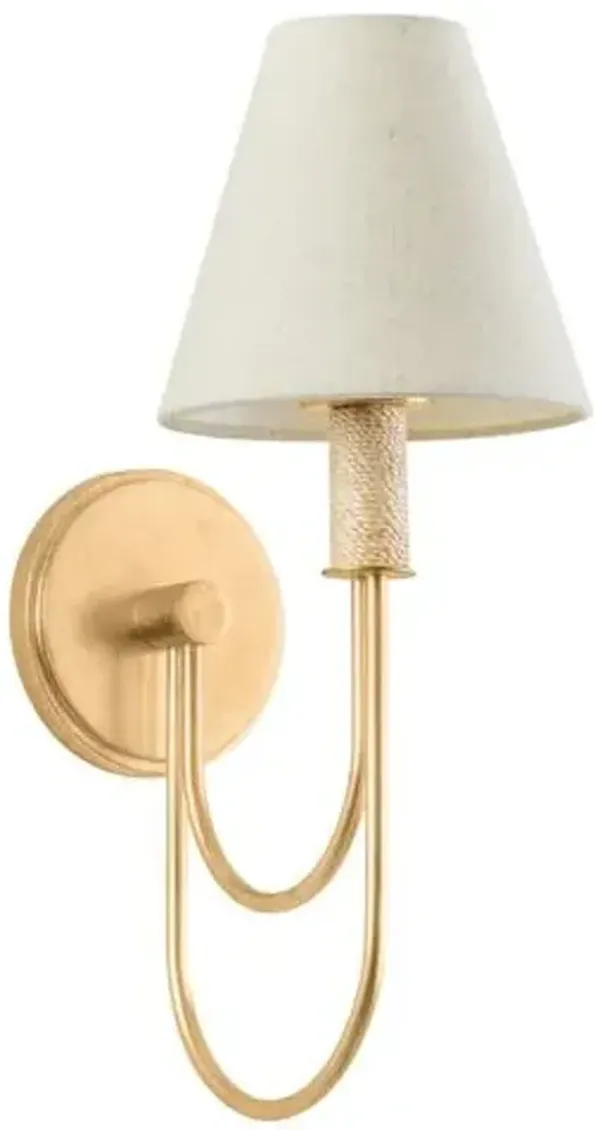 Olessa Wall Sconce - Vintage Gold Leaf/Natural Linen