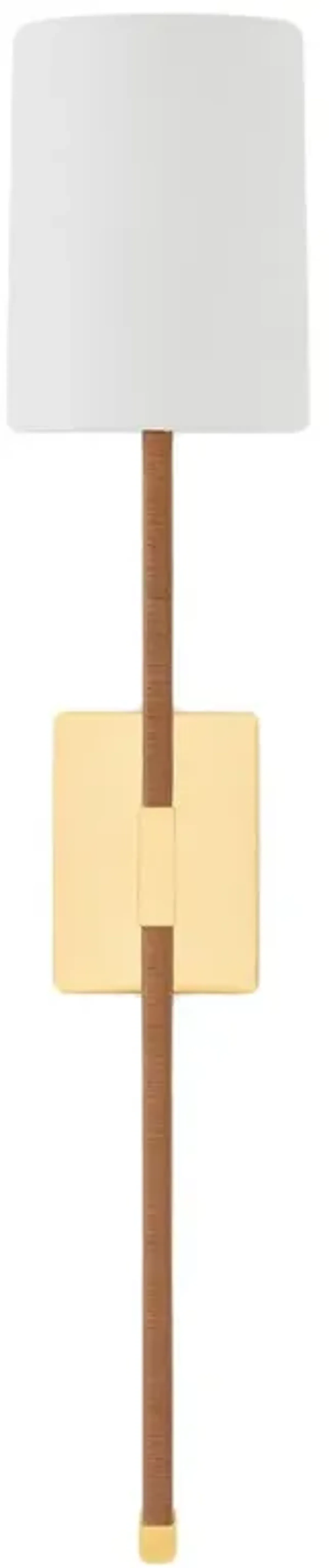 Serin Wall Sconce - Aged Brass/Natural Rattan - White
