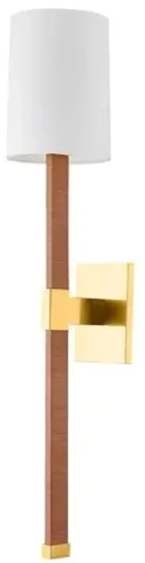 Serin Wall Sconce - Aged Brass/Natural Rattan - White