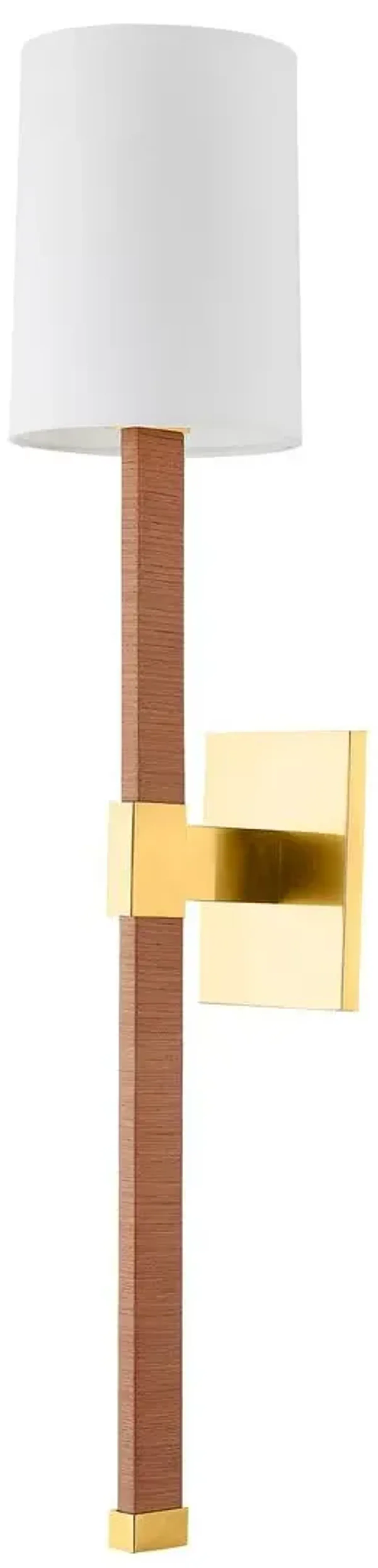 Serin Wall Sconce - Aged Brass/Natural Rattan - White