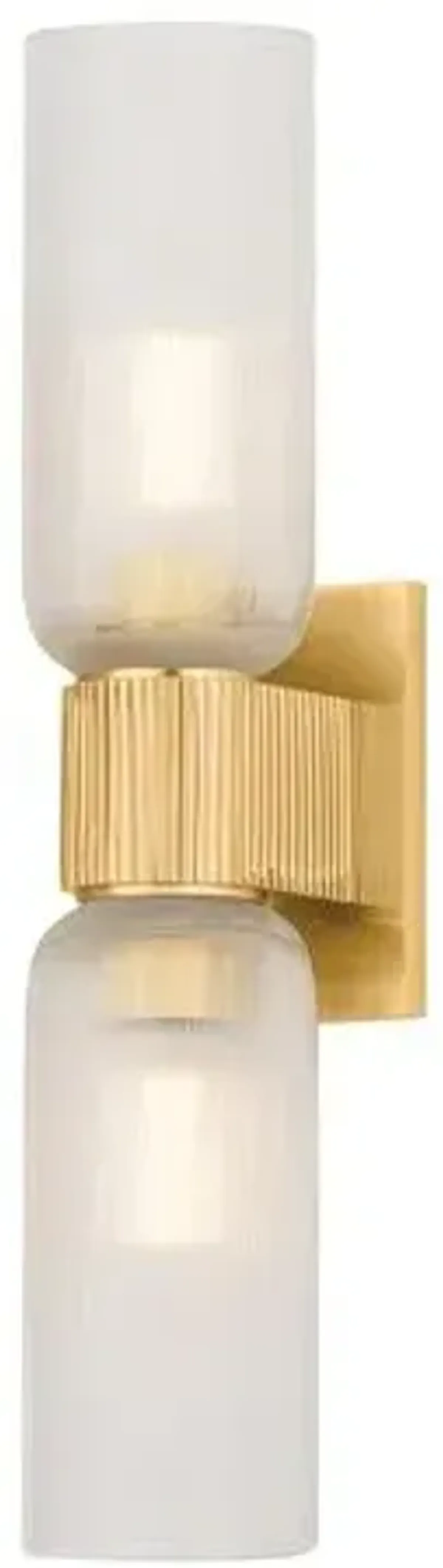 Onyx 2-Light Wall Sconce - Aged Brass/Clear Etched Glass