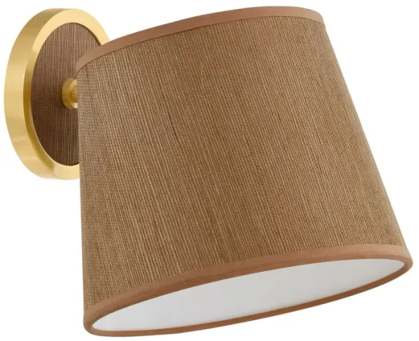 Zindra Wall Sconce - Aged Brass/Natural Grasscloth - Brown