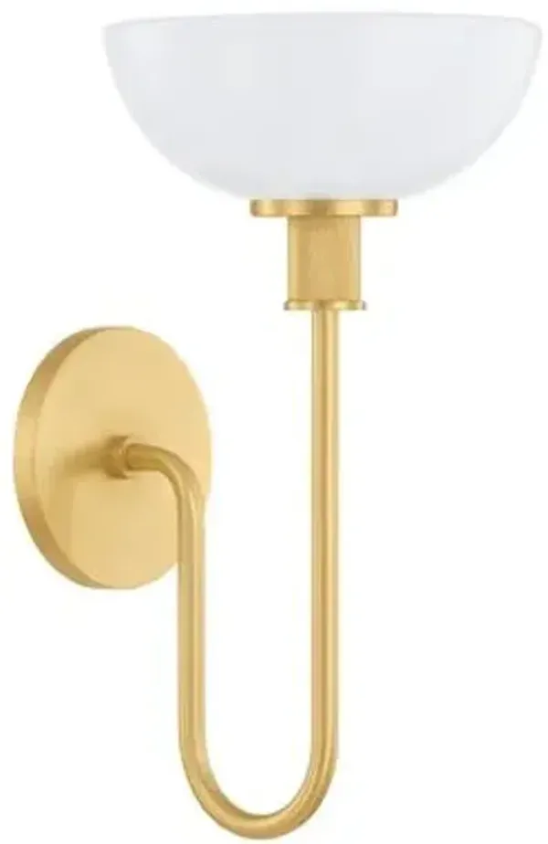 Avalina Wall Sconce - Aged Brass/Cloud Glass - Gold