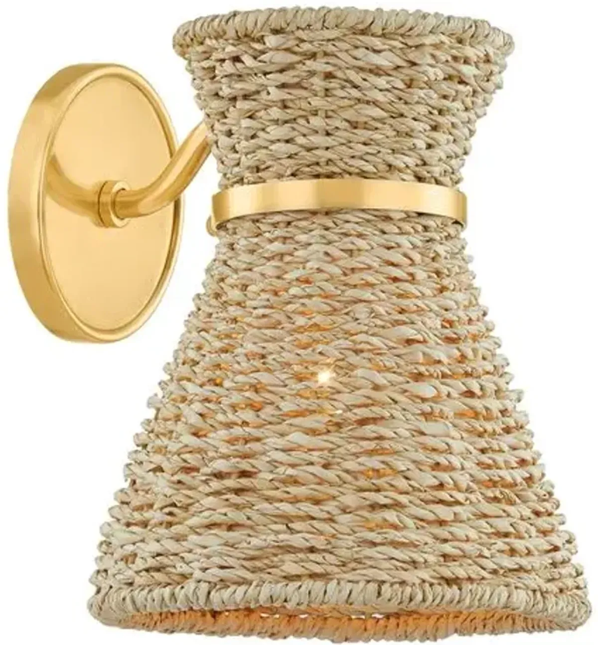 Tarian Wall Sconce - Aged Brass/Seagrass - Brown