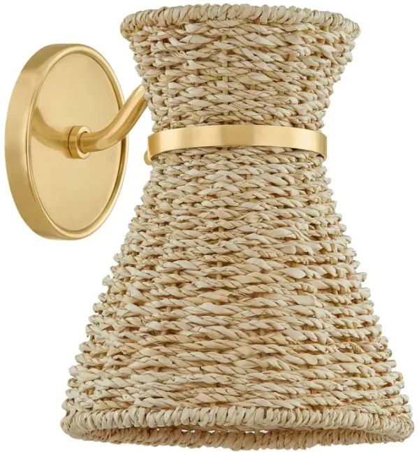 Tarian Wall Sconce - Aged Brass/Seagrass - Brown