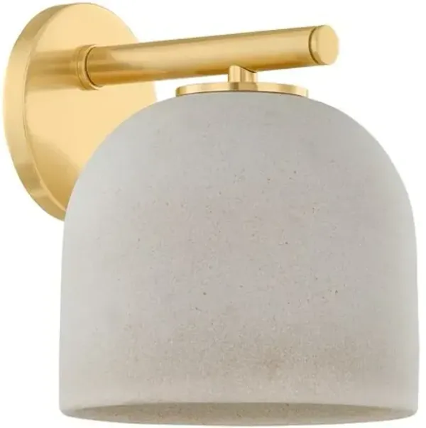 Theric Ceramic Wall Sconce - Aged Brass/ Cream Pebble - Multi