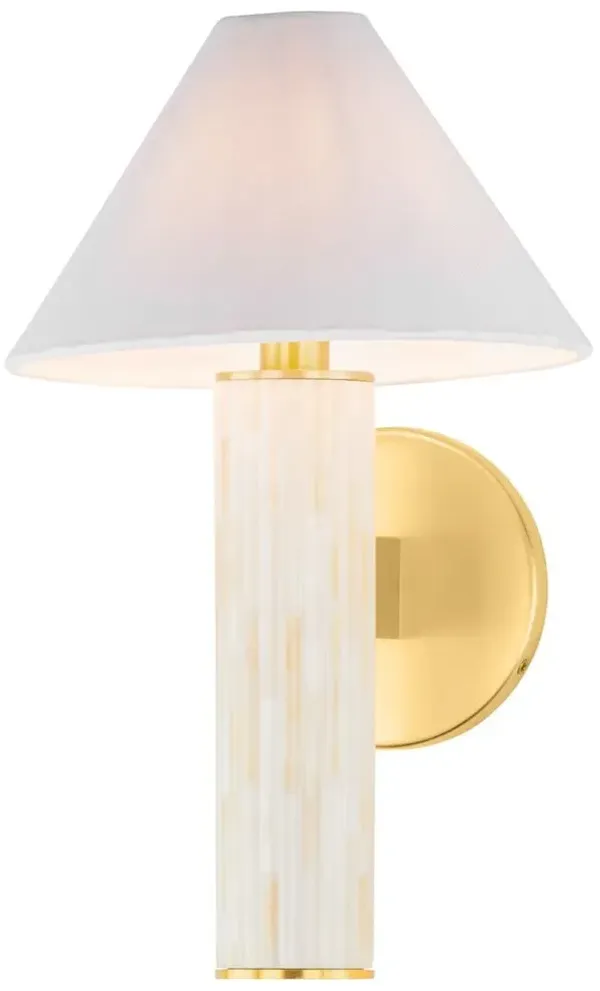 Torin Fluted Bone Inlay Wall Sconce - Aged Brass/White Linen