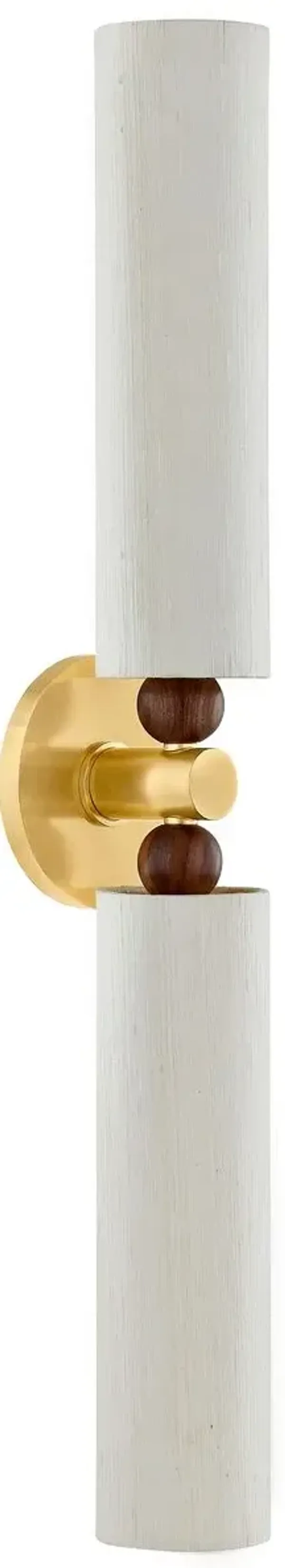 Reyn 2-Light Wall Sconce - Aged Brass/Raw Silk - Mandy Cheng for Mitzi - Gold