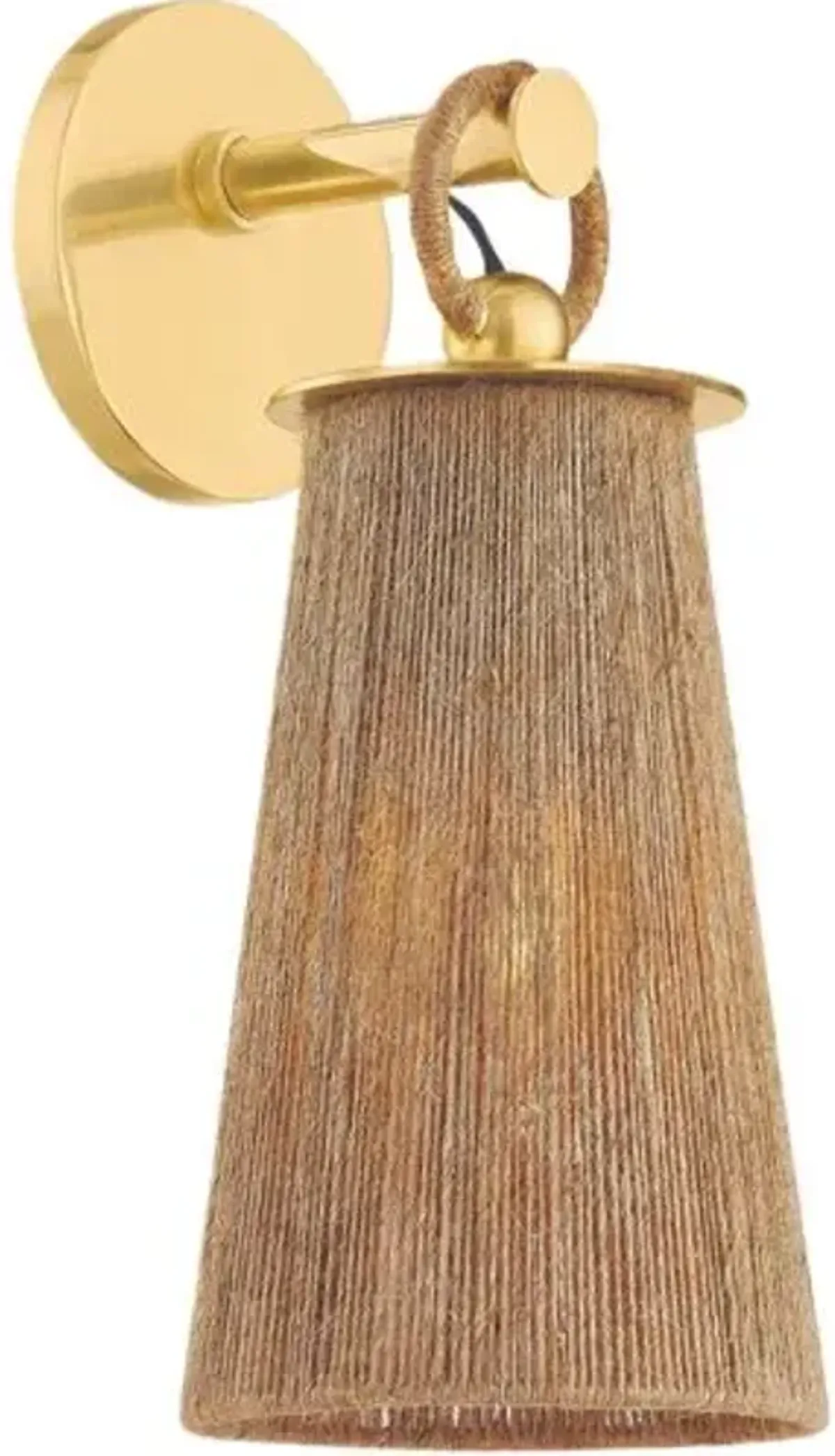 Lauz Wall Sconce - Aged Brass/Natural Jute - Mandy Cheng for Mitzi - Brown