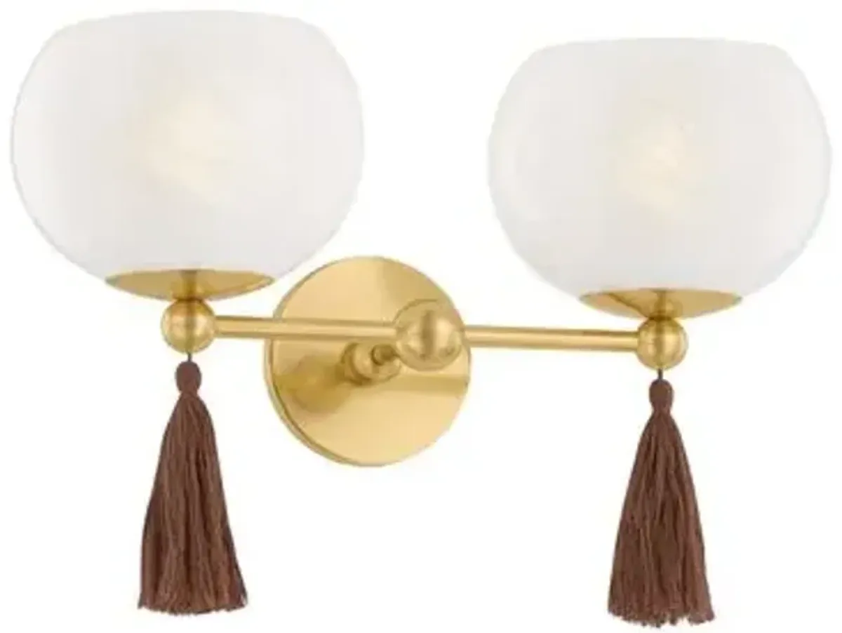 Niya Tassel 2-Light Wall Sconce - Aged Brass/Cloud Glass - Mandy Cheng for Mitzi - Gold