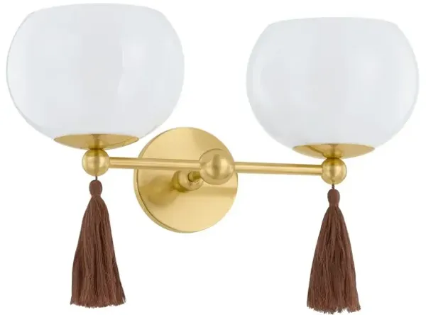 Niya Tassel 2-Light Wall Sconce - Aged Brass/Cloud Glass - Mandy Cheng for Mitzi - Gold