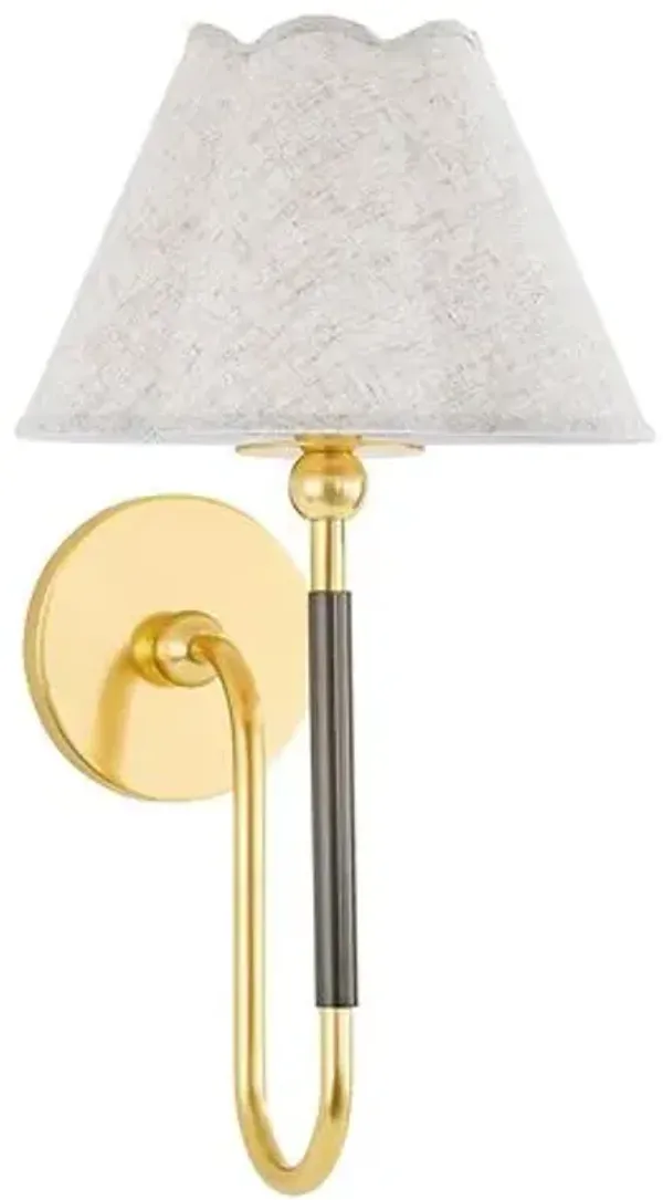 Janie Wall Sconce - Aged Brass/True Bronze/Natural Linen - Mandy Cheng for Mitzi - Multi