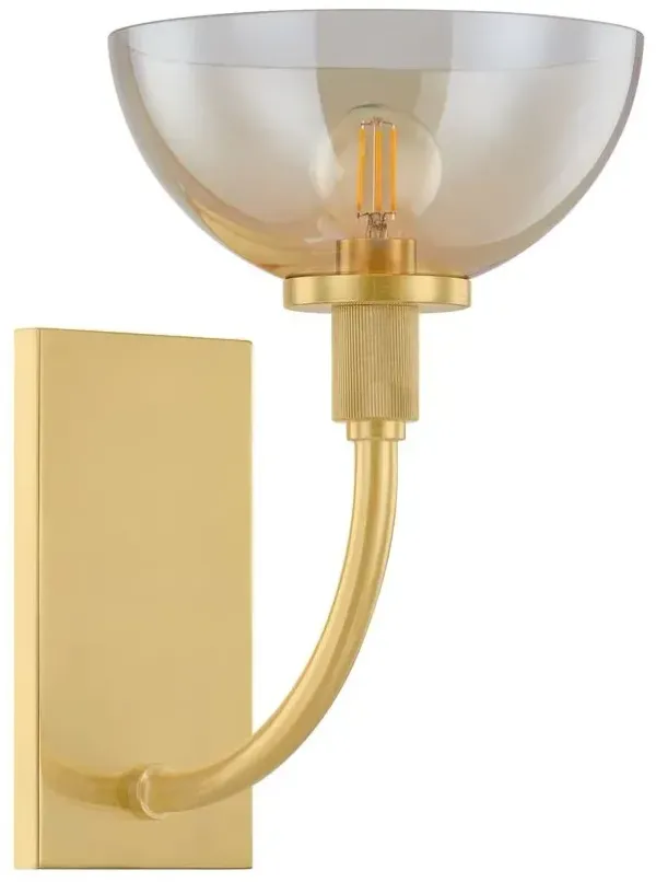 Zeran Wall Sconce - Aged Brass/Light Bronze Glass - Gold