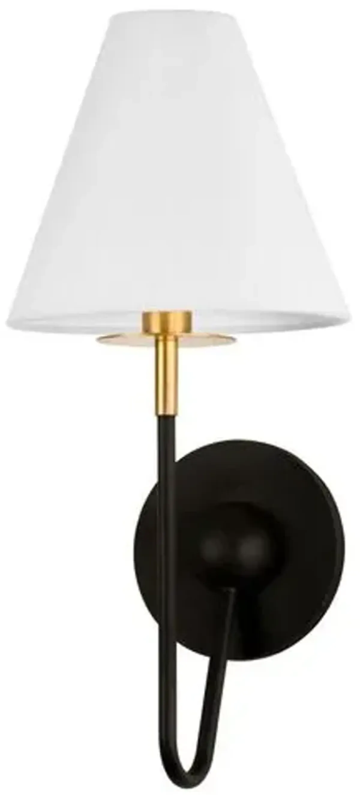 Zareia Wall Sconce - Aged Brass/Bronze/White Linen - Multi