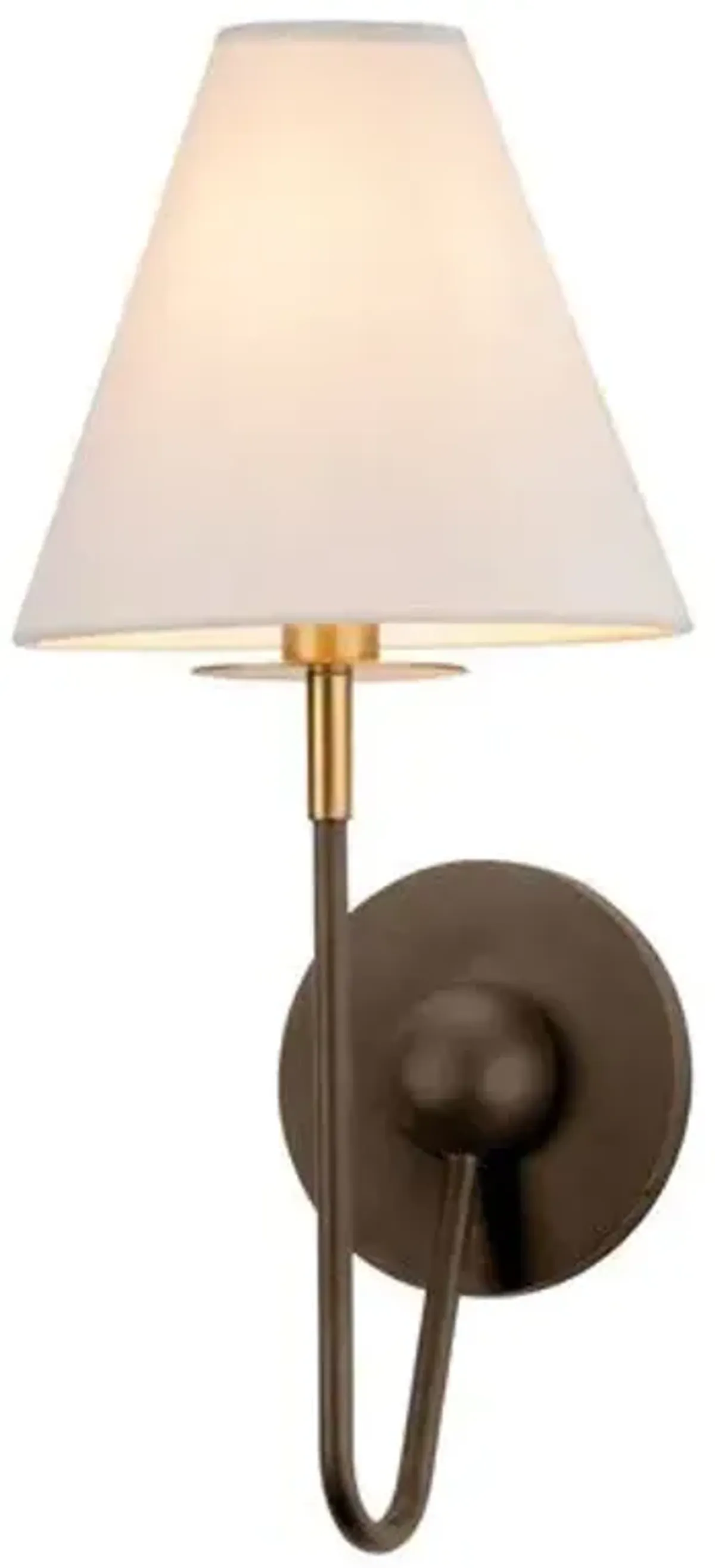Zareia Wall Sconce - Aged Brass/Bronze/White Linen - Multi