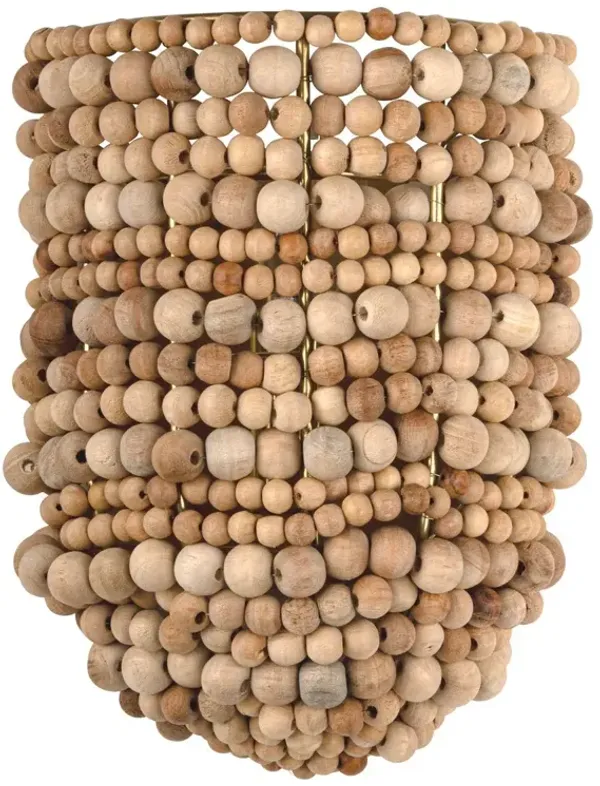 Ashren Beaded Wall Sconce - Aged Brass/Natural Wood - Brown