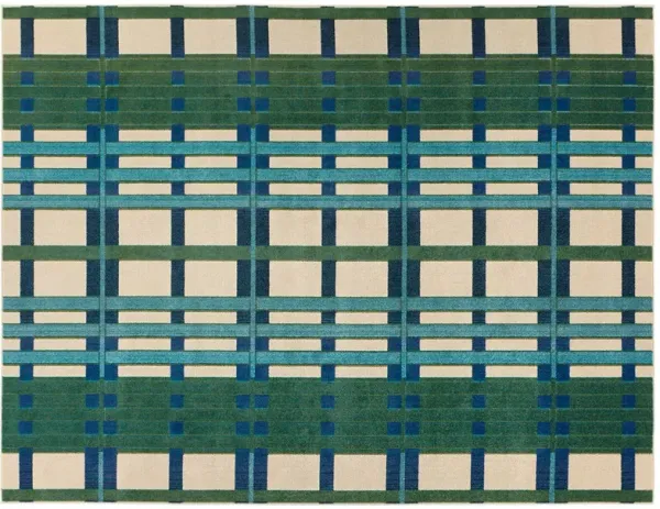 Mohair Geometric Indoor/Outdoor Rug, Blue