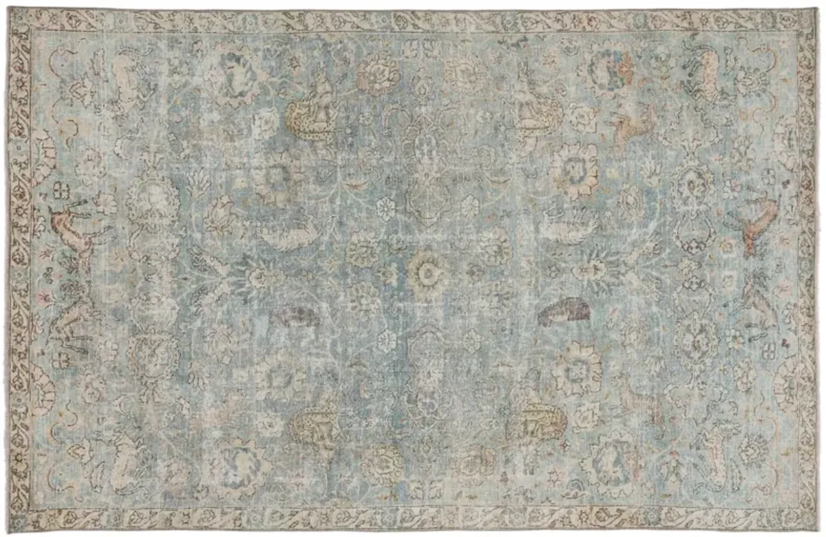 Stag Vintage Rug, Blue/Green
