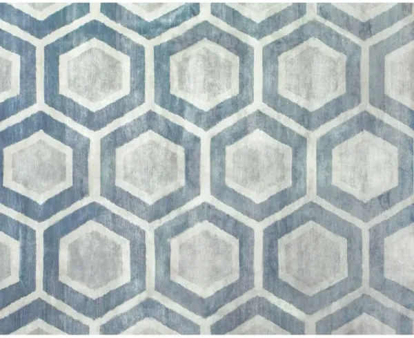 Noor Geometric Rug, Blue/Silver