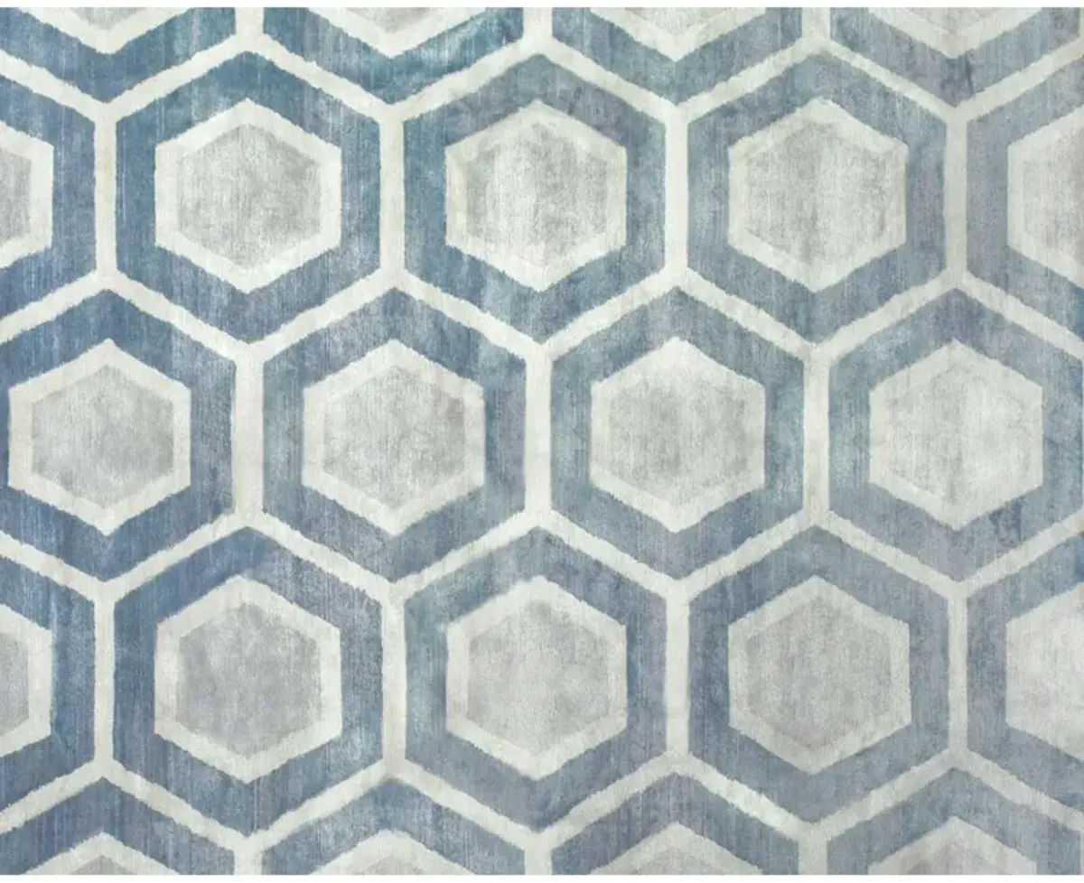 Noor Geometric Rug, Blue/Silver