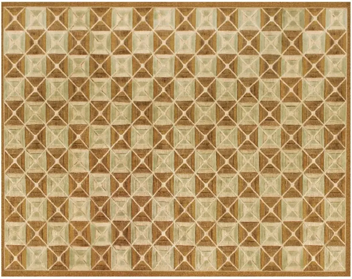 Chadwick Diamond Rug, Taupe/Green