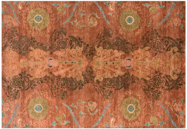 Vardo Transitional Floral Rug, Orange/Green