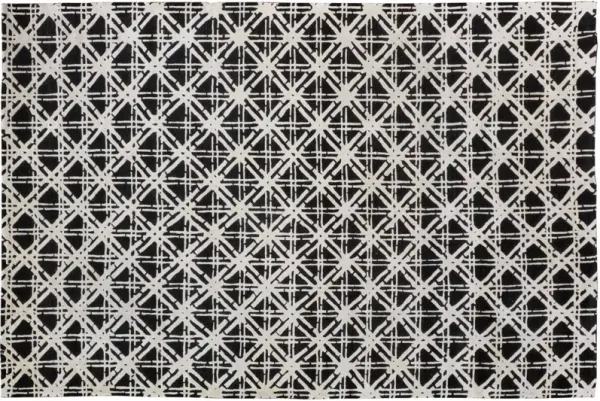 Bamboo Lattice Modern Rug, Black/White