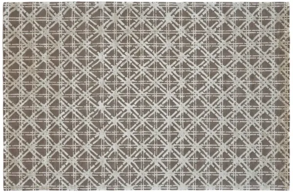 Bamboo Lattice Geometric Rug, Silver/Gray