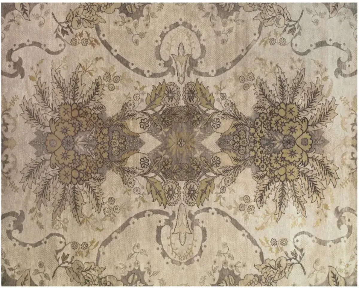 Vivendi Floral Rugl - Gray/Tan - Ivory - Ivory