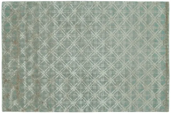 Bamboo Lattice Geometric Rug, Blue/Taupe