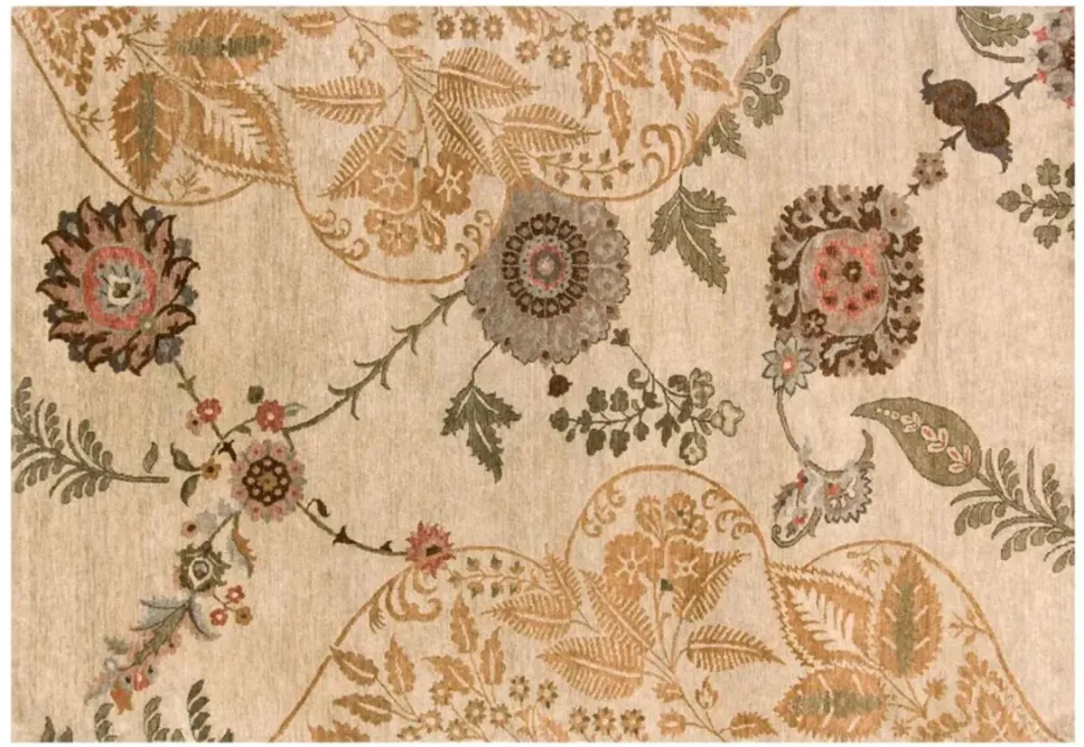 Vardo Botanical 5'6" x 8'6" Rug, Gold/Green