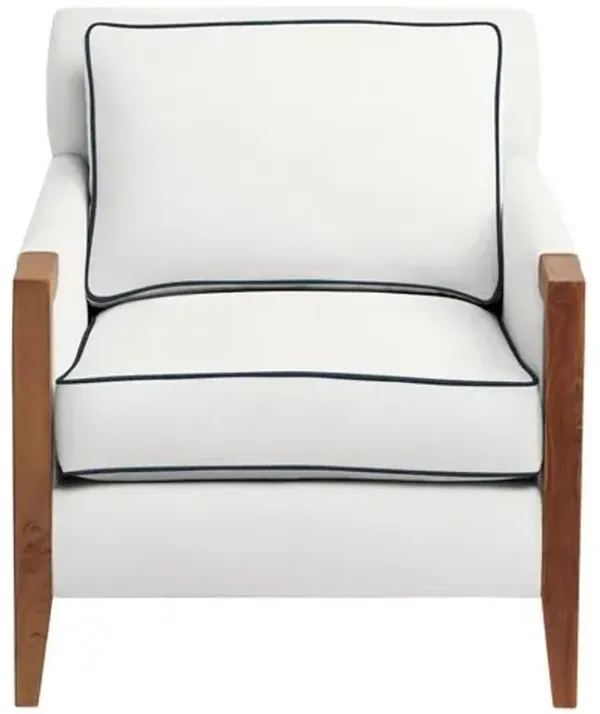Grenada Outdoor Upholstered Chair - Inside Out Linen with Contrast Welt - Handcrafted - White