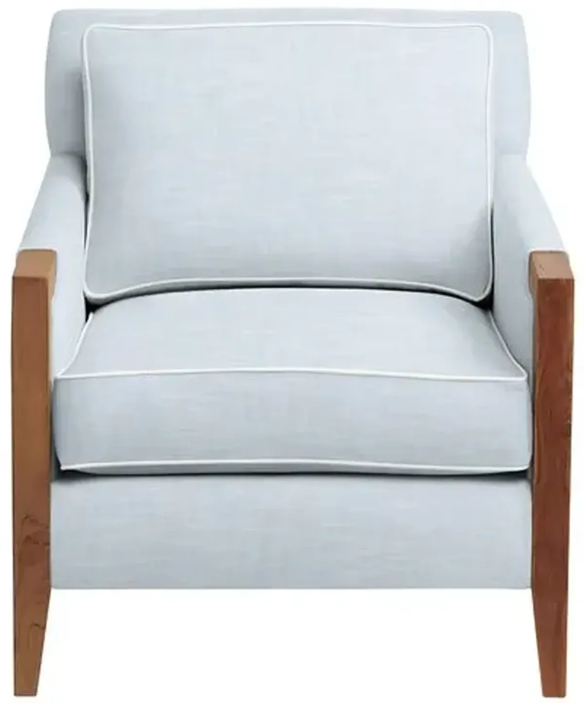 Grenada Outdoor Upholstered Chair - Inside Out Linen with Contrast Welt - Handcrafted - Blue