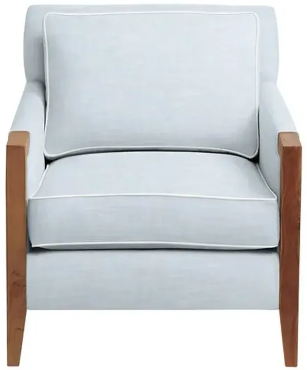 Grenada Outdoor Upholstered Chair - Inside Out Linen with Contrast Welt - Handcrafted - Blue