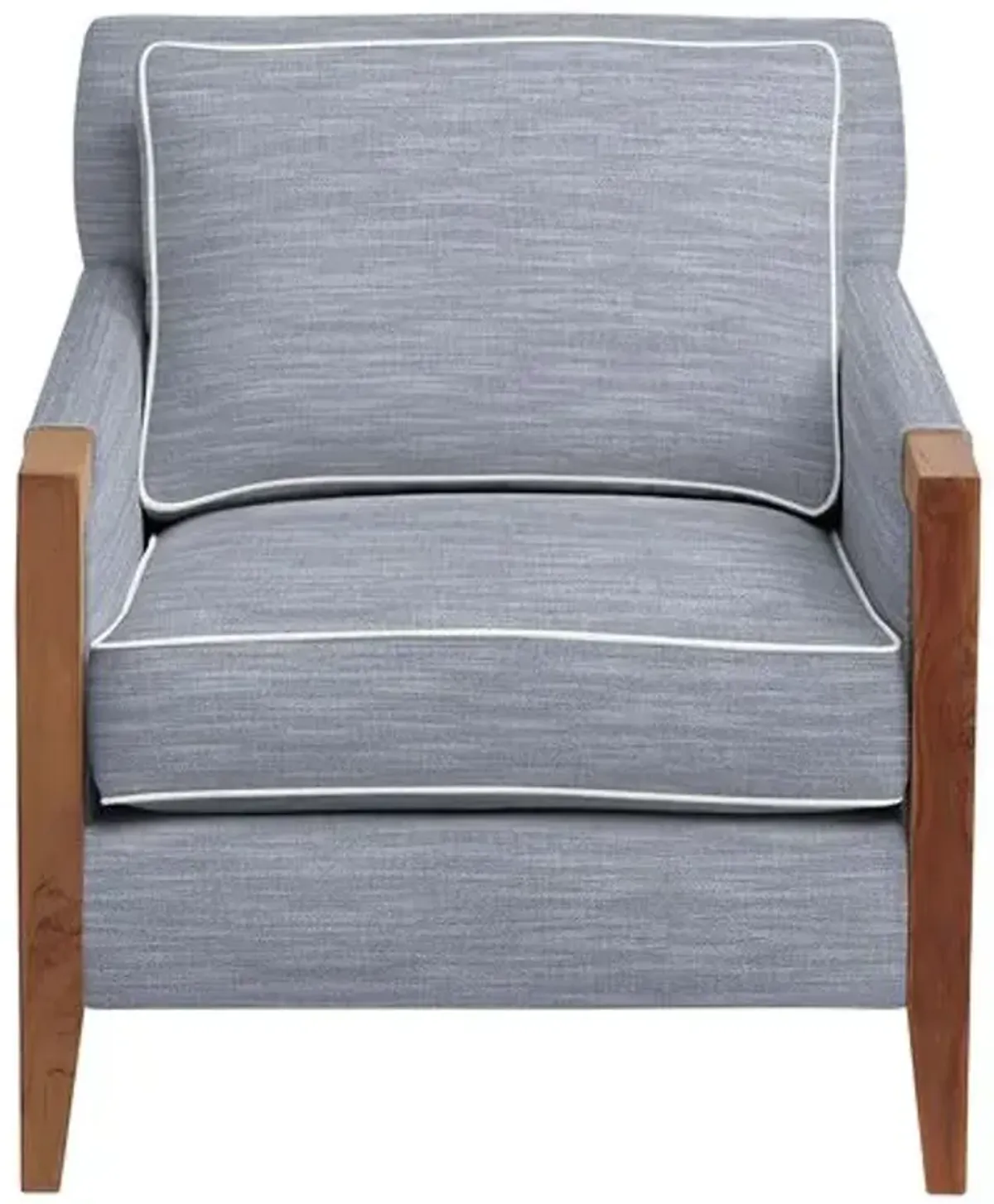 Grenada Outdoor Upholstered Chair - Inside Out Linen with Contrast Welt - Handcrafted - Blue